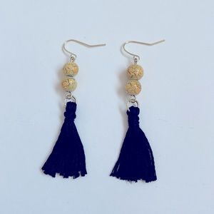 Black Tassel Yellow Beaded Earrings